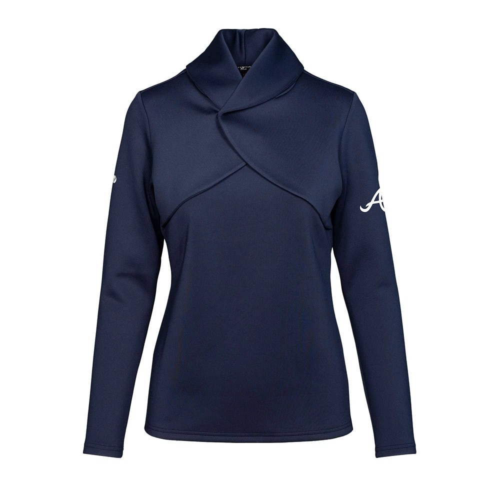 Women's Levelwear Navy Atlanta Braves Juliet Insignia 2.0 Pullover Sweatshirt