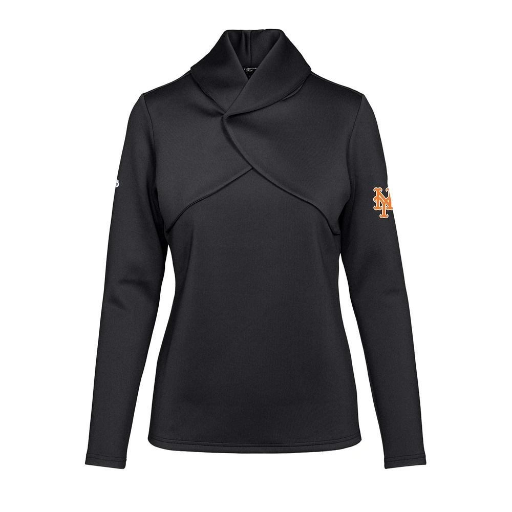 Women's Levelwear Black New York Mets Juliet Insignia 2.0 Pullover Sweatshirt