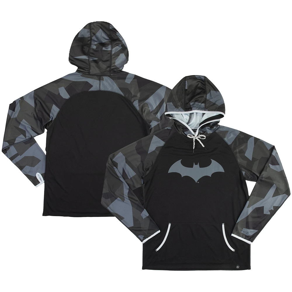 Unisex Heroes & Villains Black Batman Camo Raglan Performance Pullover Hoodie