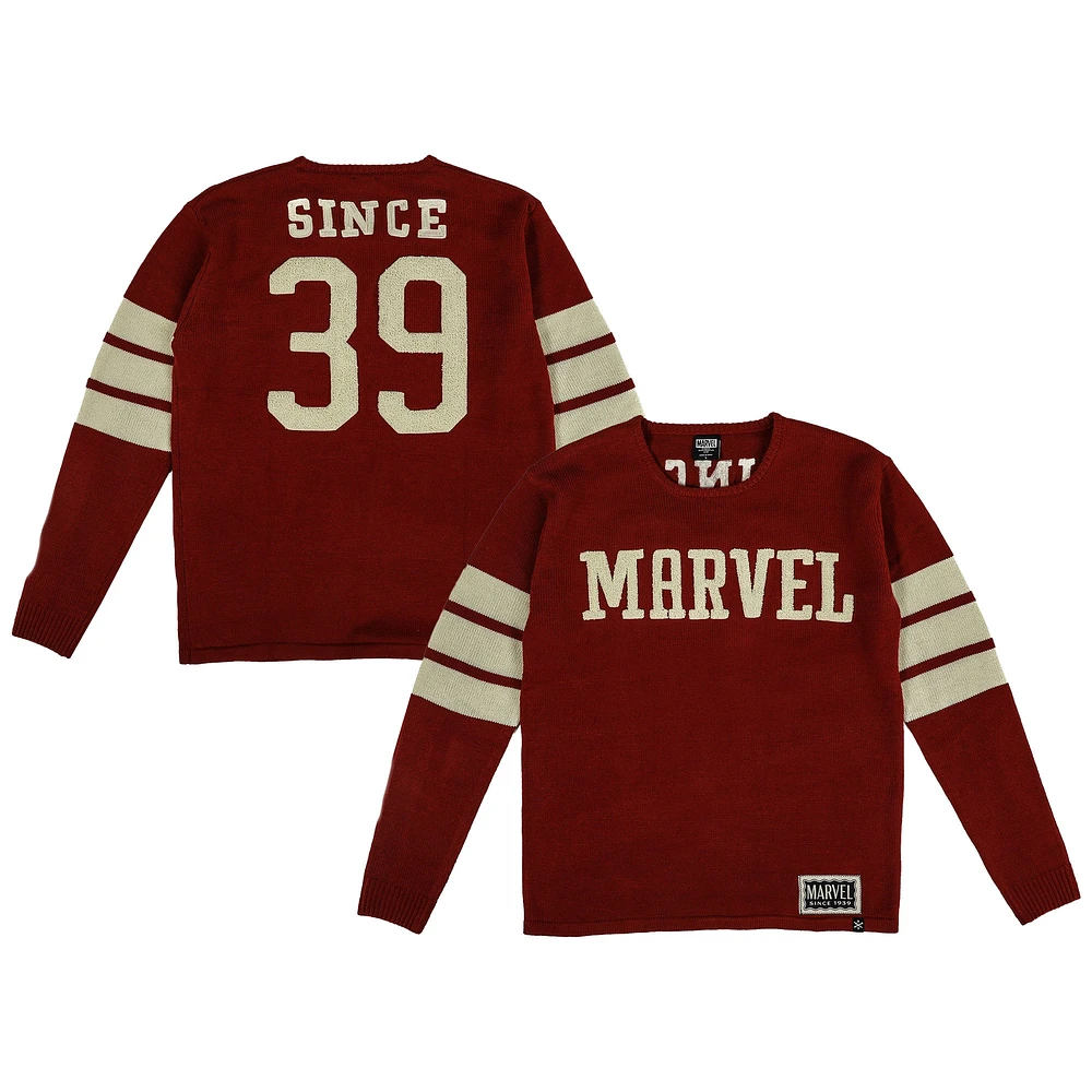 Men's Heroes & Villains Red Marvel Graphic Varsity Sweater