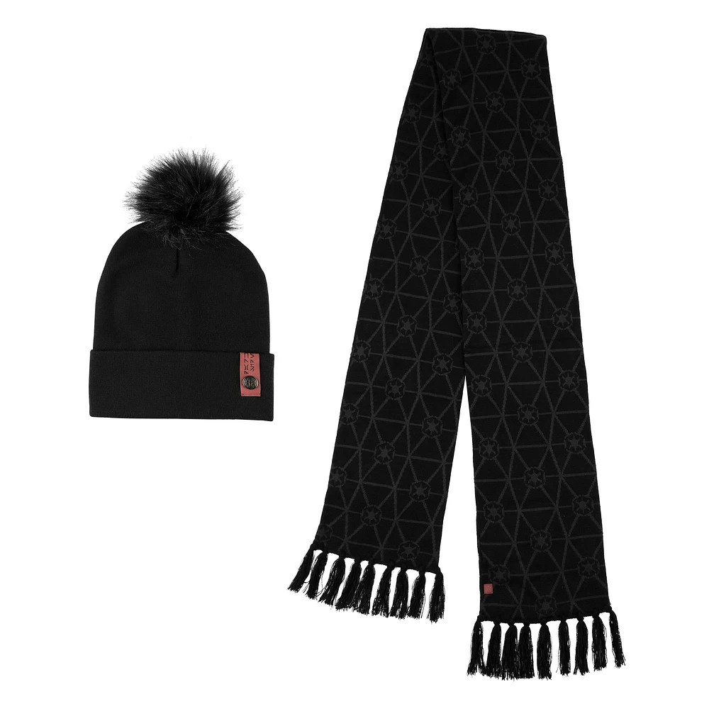 Heroes & Villains Black Star Wars Imperial Scarf & Cuffed Knit Hat with Pom Set