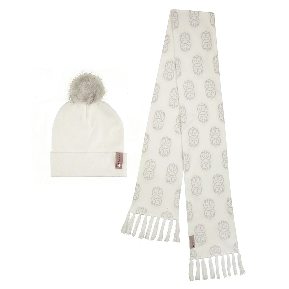 Heroes & Villains Princess Leia White Star Wars Scarf & Cuffed Knit Hat with Pom Set