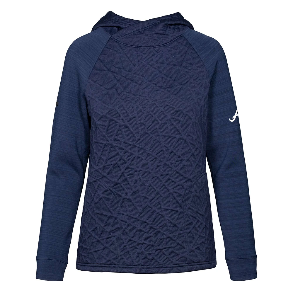 Women's Levelwear Navy Atlanta Braves Kenzie Insignia 2.0 Pullover Hoodie