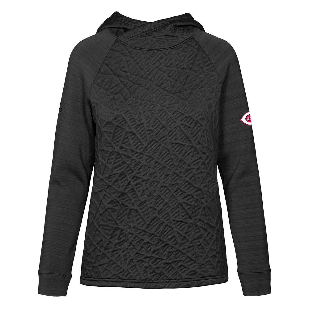 Women's Levelwear Black Cincinnati Reds Kenzie Insignia 2.0 Pullover Hoodie