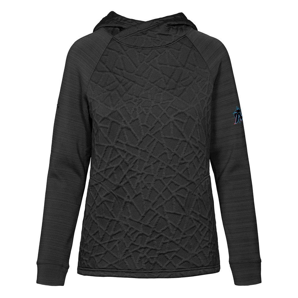 Women's Levelwear Black Miami Marlins Kenzie Insignia 2.0 Pullover Hoodie