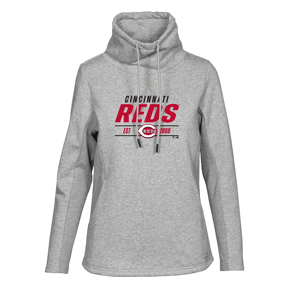 Women's Levelwear Heather Gray Cincinnati Reds Verve Loop Pullover Sweatshirt