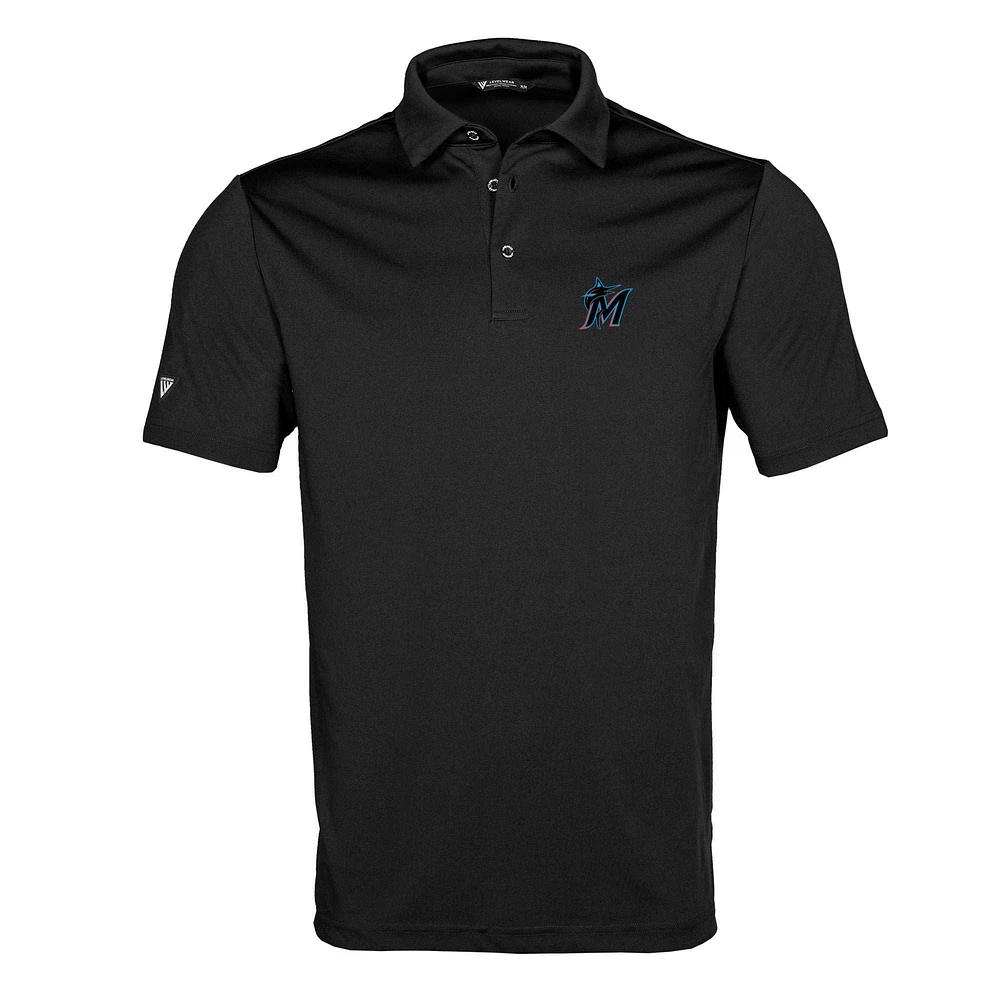 Men's Levelwear Black Miami Marlins Original Insignia 2.0 Polo