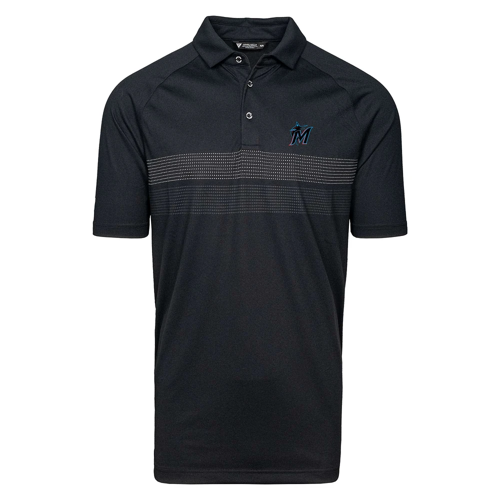 Men's Levelwear Black Miami Marlins Mason Insignia 2.0 Polo