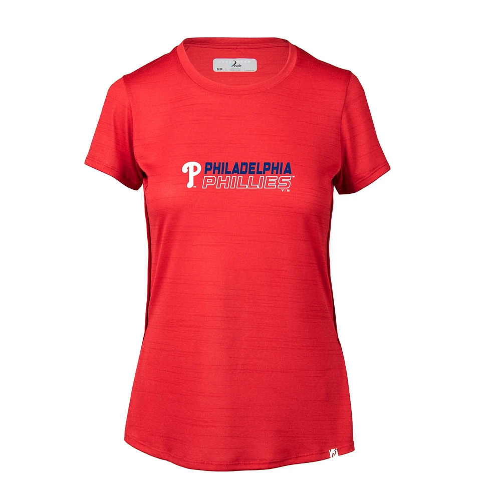 Women's Levelwear Heather Red Philadelphia Phillies Lux Chase T-Shirt