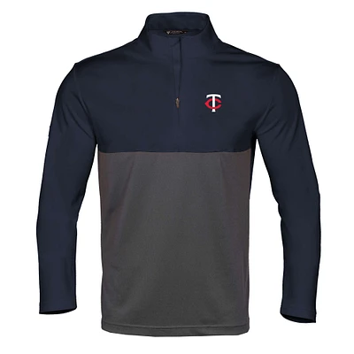 Men's Levelwear Navy/Charcoal Minnesota Twins Pursue Insignia Core Quarter-Zip Pullover Top