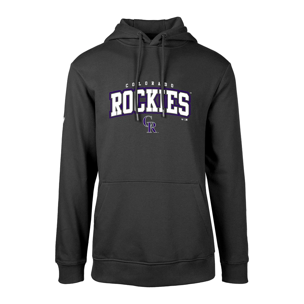 Men's Levelwear Black Colorado Rockies Podium Team Arch Pullover Hoodie