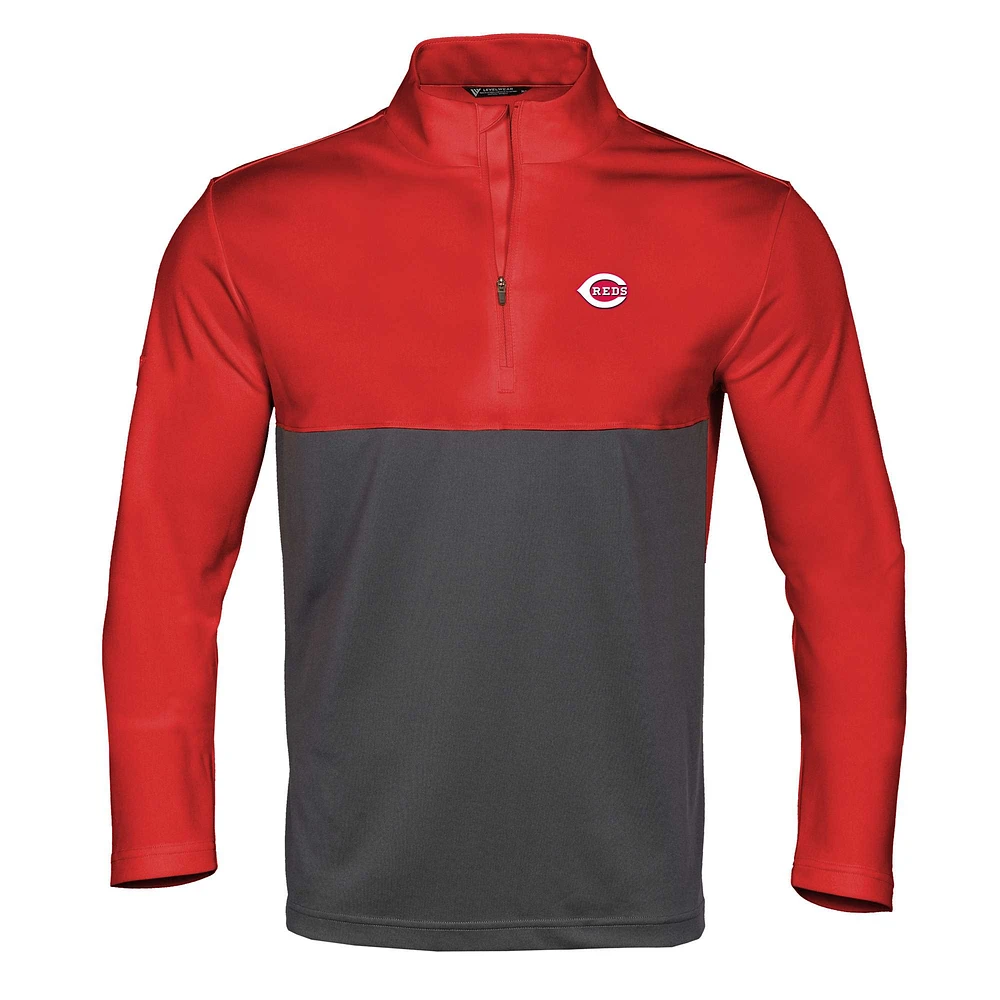 Men's Levelwear Red/Charcoal Cincinnati Reds Pursue Insignia 2.0 Quarter-Zip Pullover Top