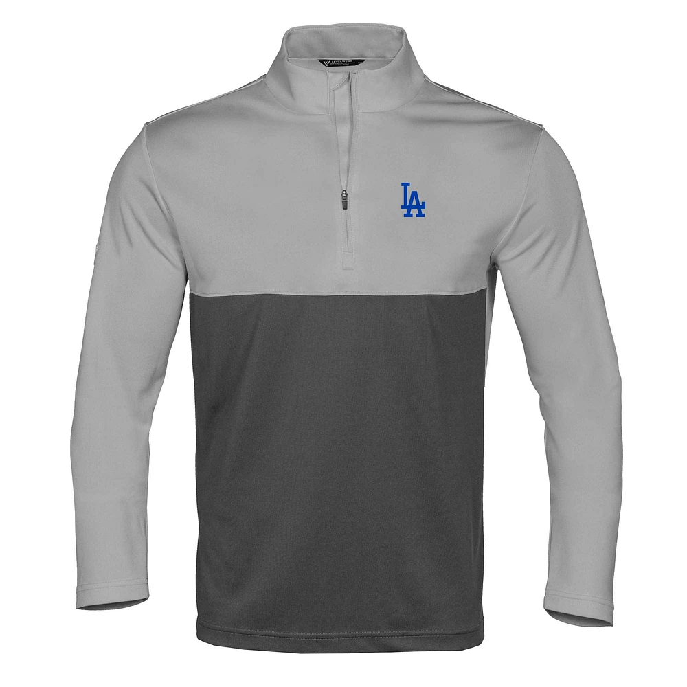 Men's Levelwear Gray/Charcoal Los Angeles Dodgers Pursue Insignia 2.0 Quarter-Zip Pullover Top