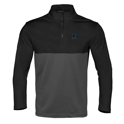 Men's Levelwear Black/Charcoal Miami Marlins Pursue Insignia 2.0 Quarter-Zip Pullover Top