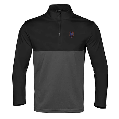 Men's Levelwear Black/Charcoal New York Mets Pursue Insignia 2.0 Quarter-Zip Pullover Top