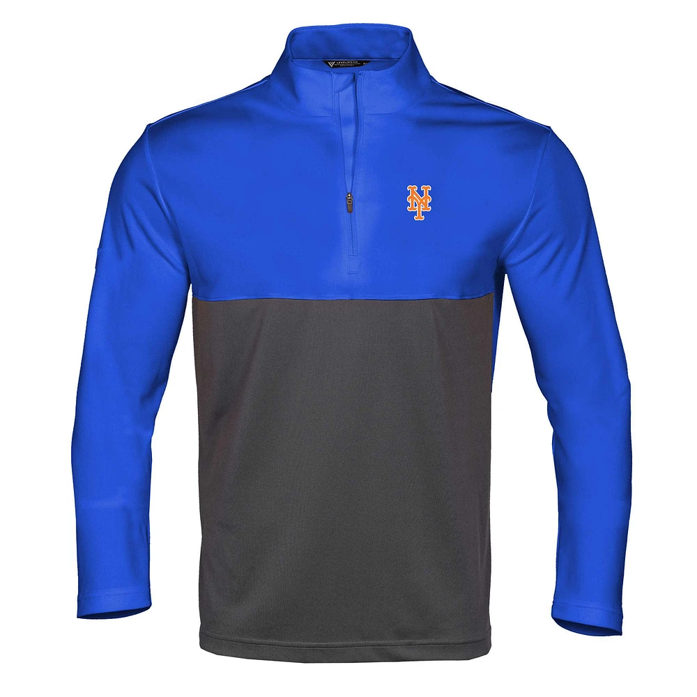 Men's Levelwear Royal/Charcoal New York Mets Pursue Insignia 2.0 Quarter-Zip Pullover Top