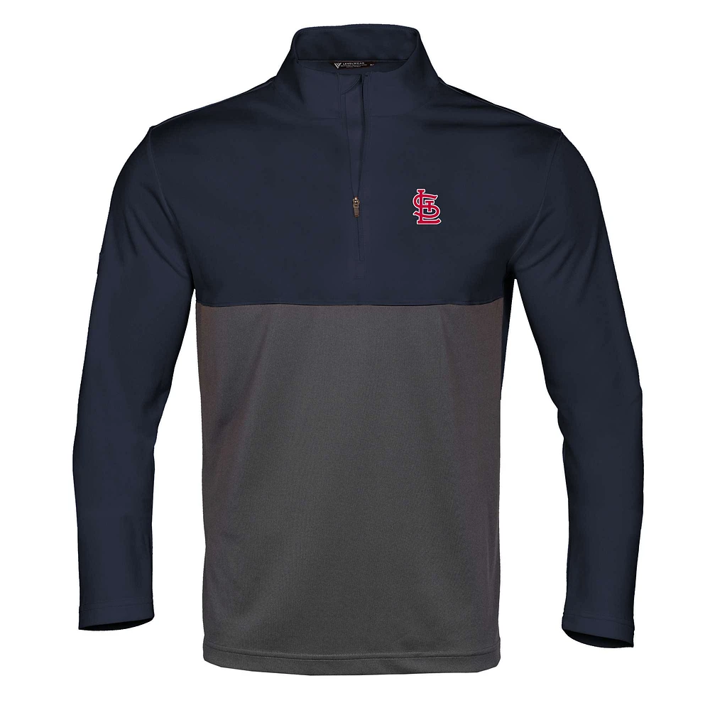 Men's Levelwear Navy/Charcoal St. Louis Cardinals Pursue Insignia 2.0 Quarter-Zip Pullover Top