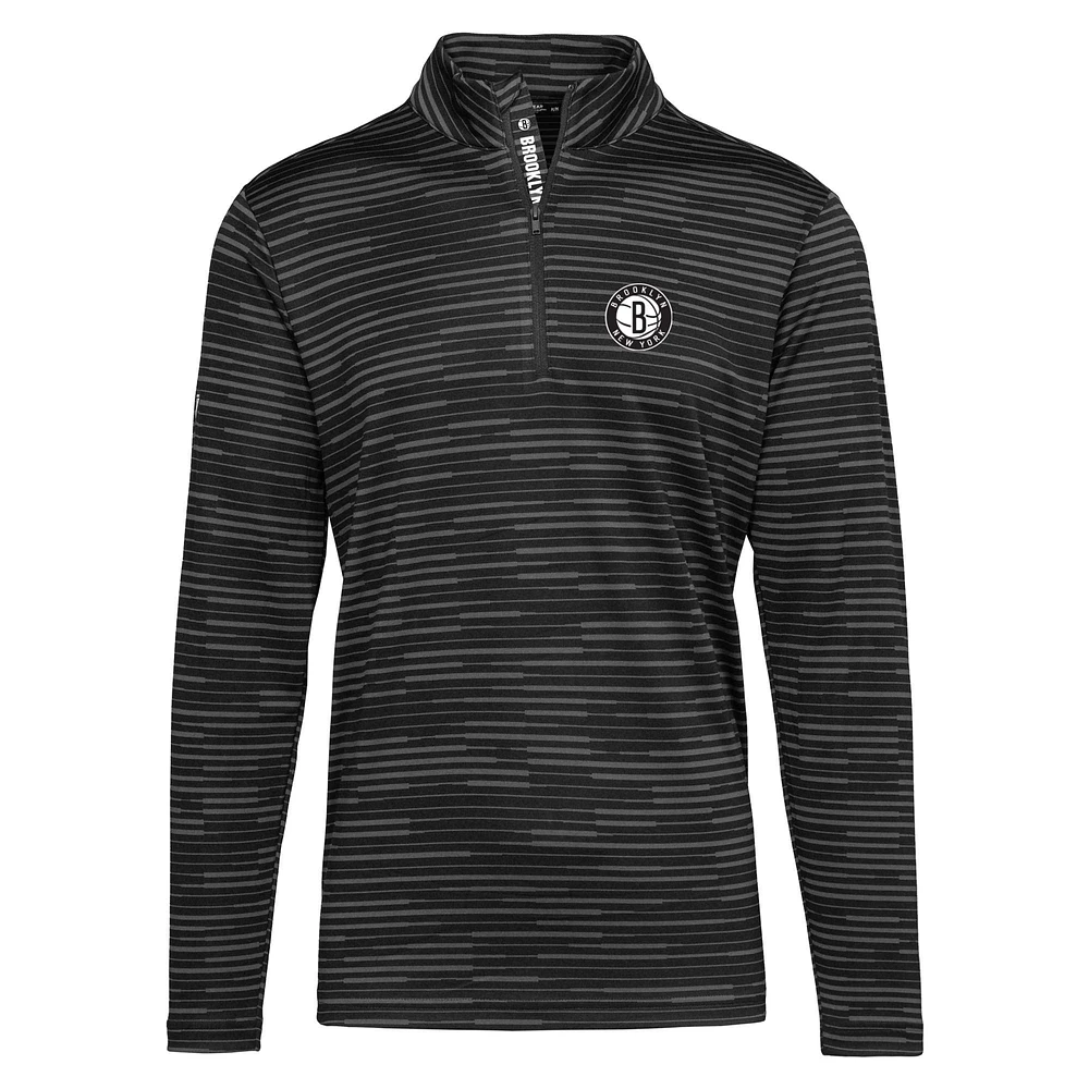 Men's Levelwear Black Brooklyn Nets Gear Insignia Core Quarter-Zip Pullover Top