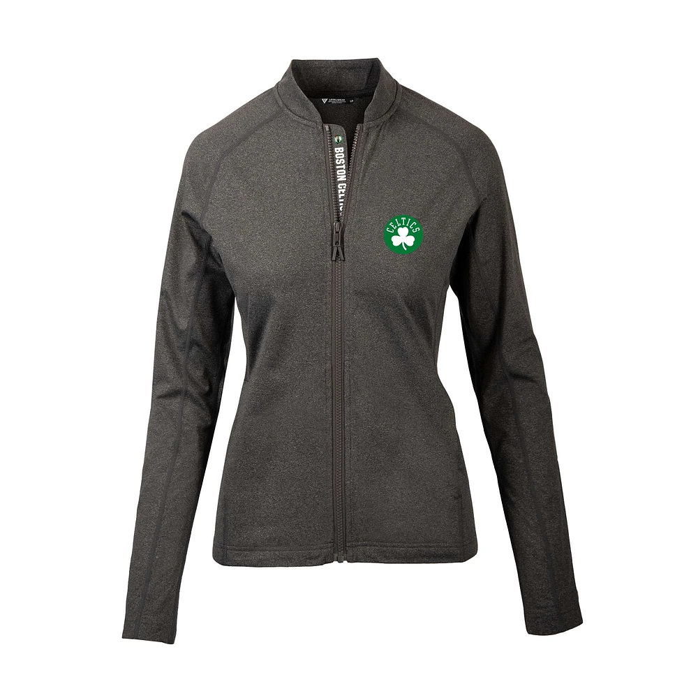 Women's Levelwear Heather Charcoal Boston Celtics Ezra Insignia Core Full-Zip Jacket