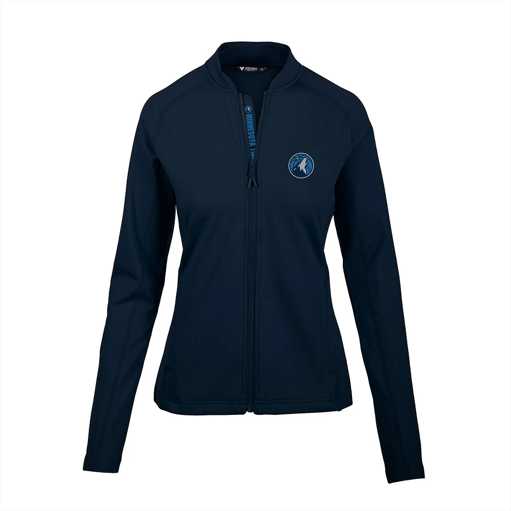 Women's Levelwear Navy Minnesota Timberwolves Ezra Insignia Core Full-Zip Jacket