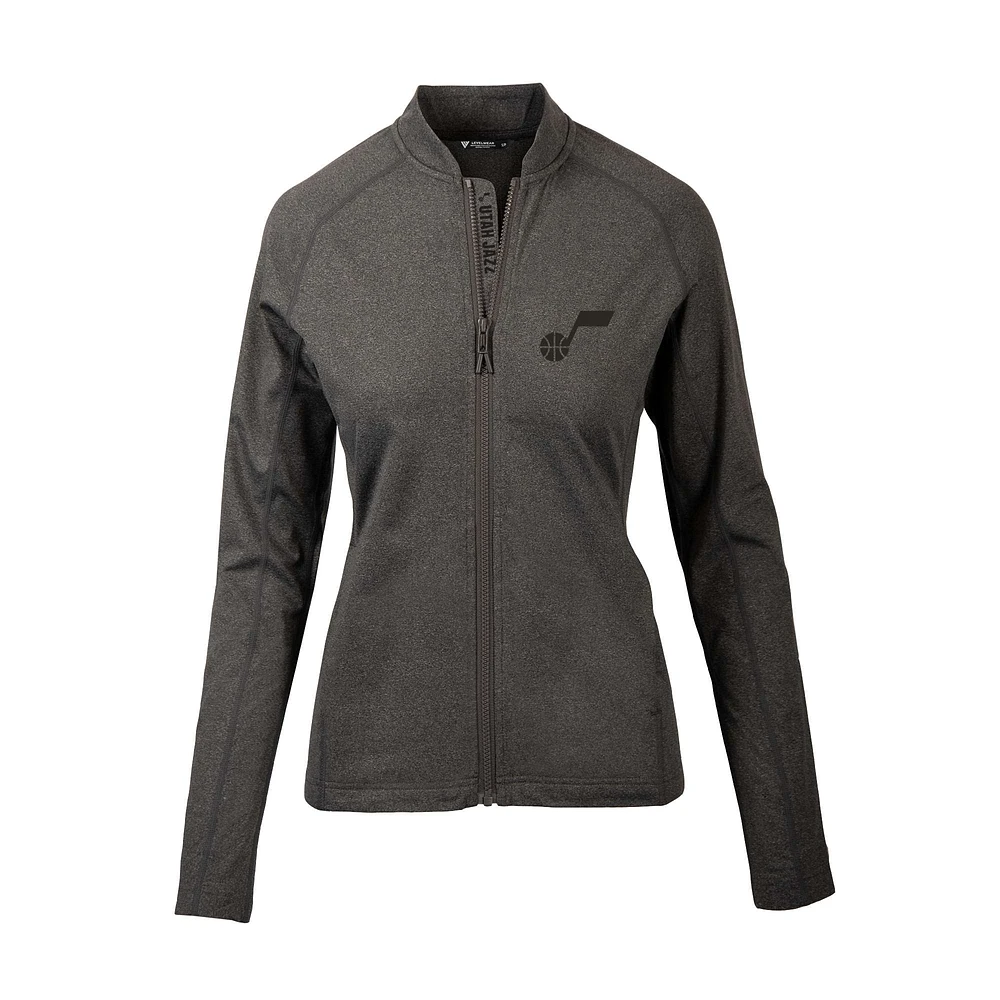 Women's Levelwear Heather Charcoal Utah Jazz Ezra Insignia Core Full-Zip Jacket