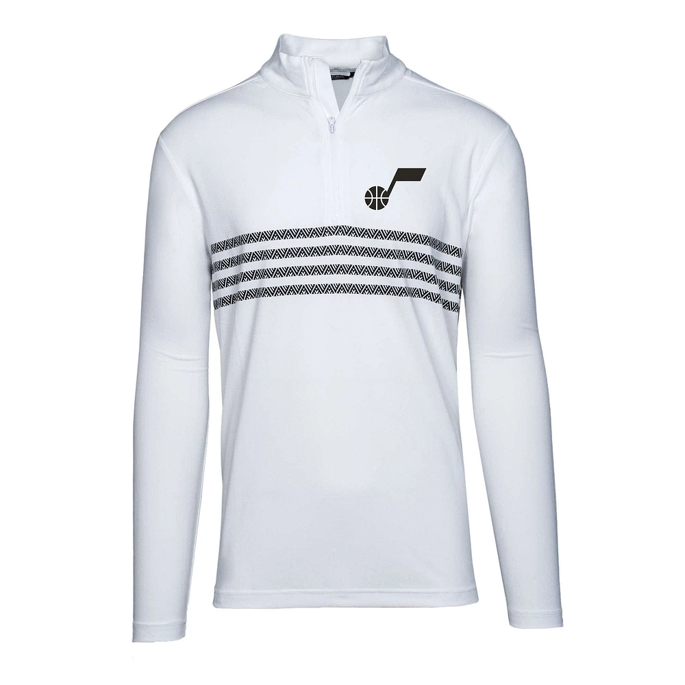 Men's Levelwear White Utah Jazz Asher Insignia Core Quarter-Zip Pullover Top