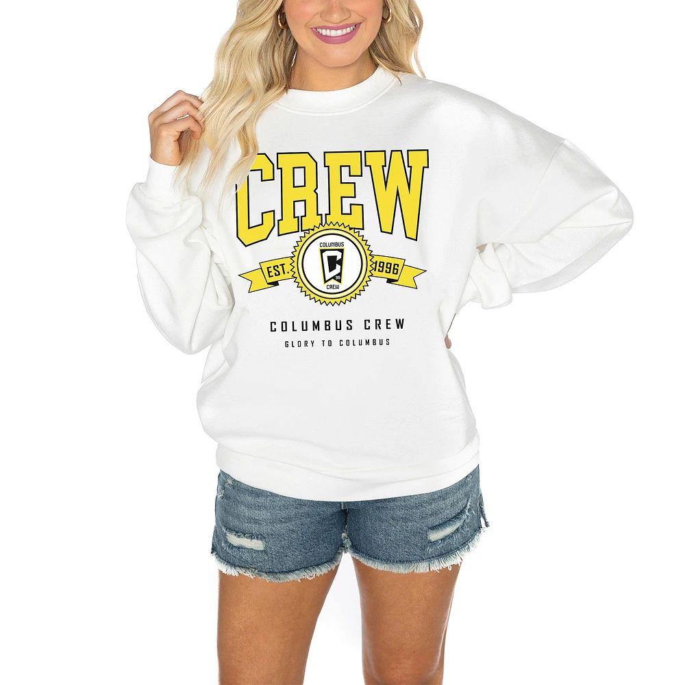 Women's Gameday Couture White Columbus Crew Crewneck Drop Shoulder Sweatshirt