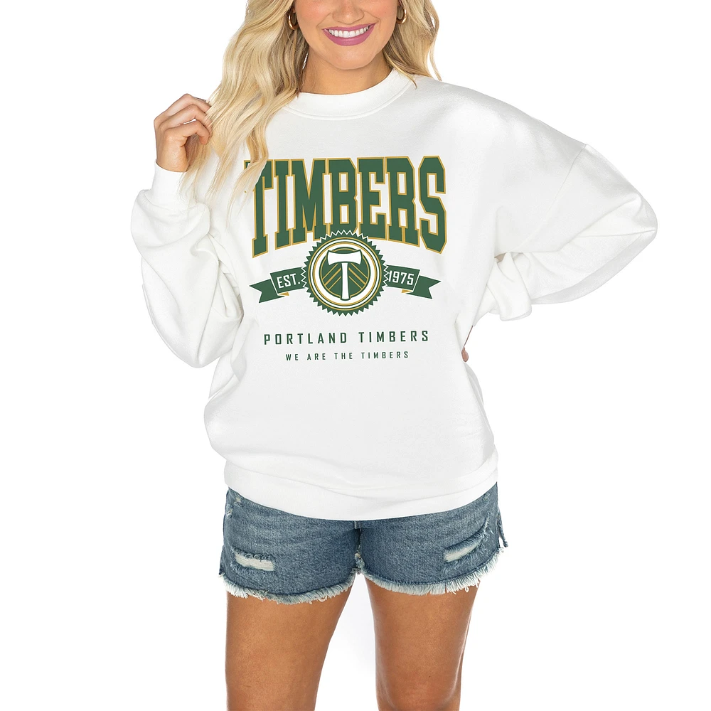 Women's Gameday Couture White Portland Timbers Crewneck Drop Shoulder Sweatshirt
