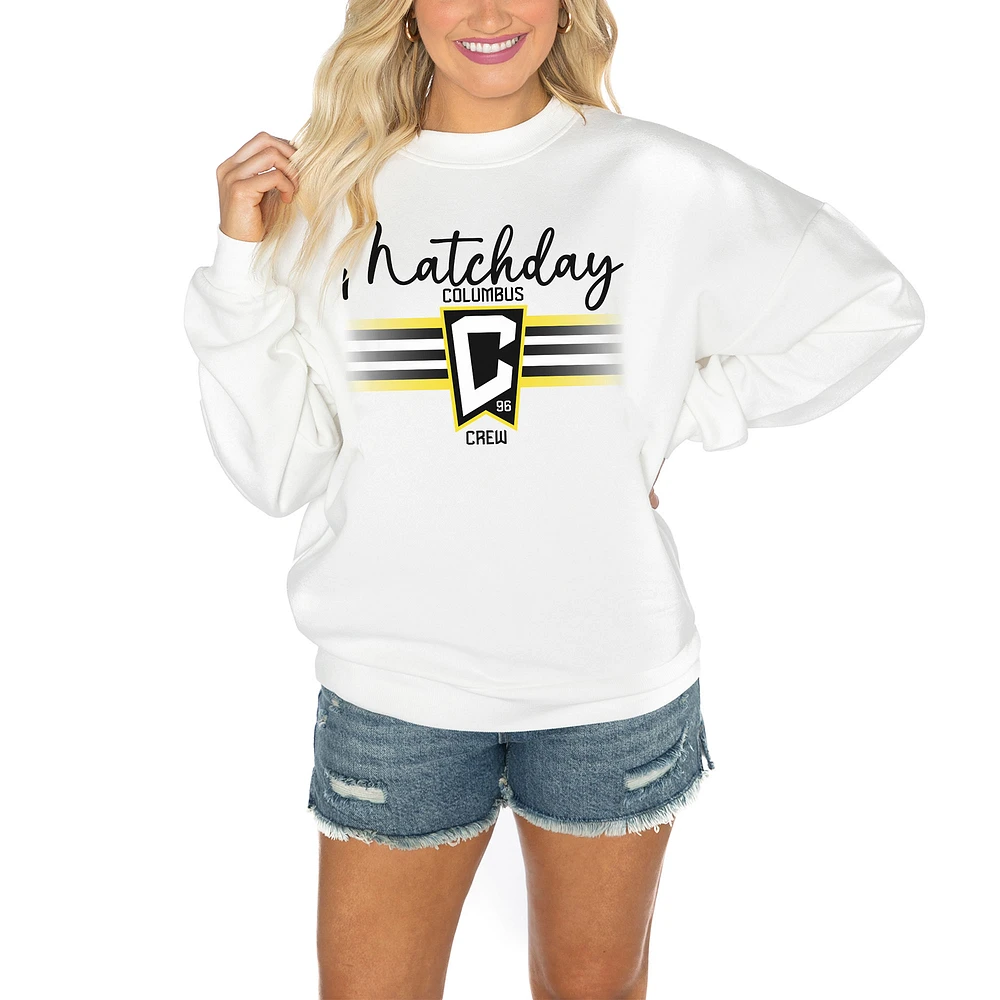 Women's Gameday Couture White Columbus Crew Matchday Crewneck Drop Shoulder Sweatshirt