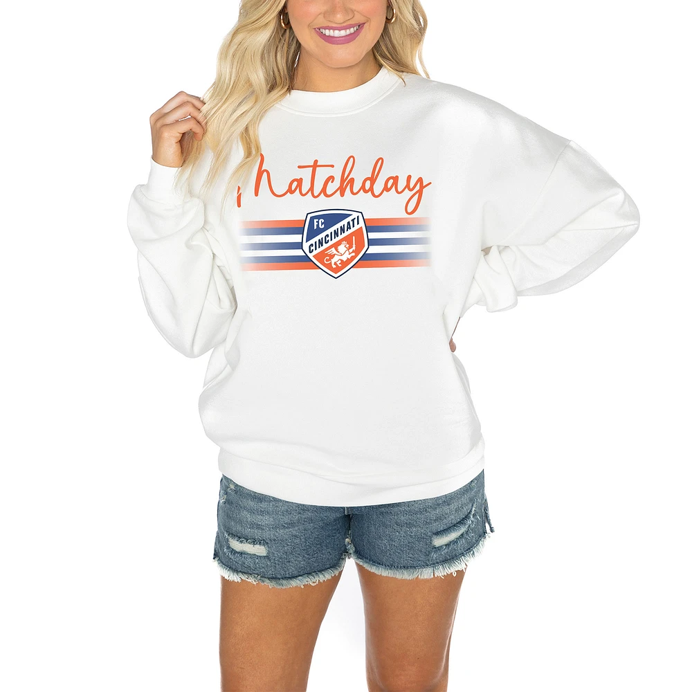 Women's Gameday Couture White FC Cincinnati Matchday Crewneck Drop Shoulder Sweatshirt