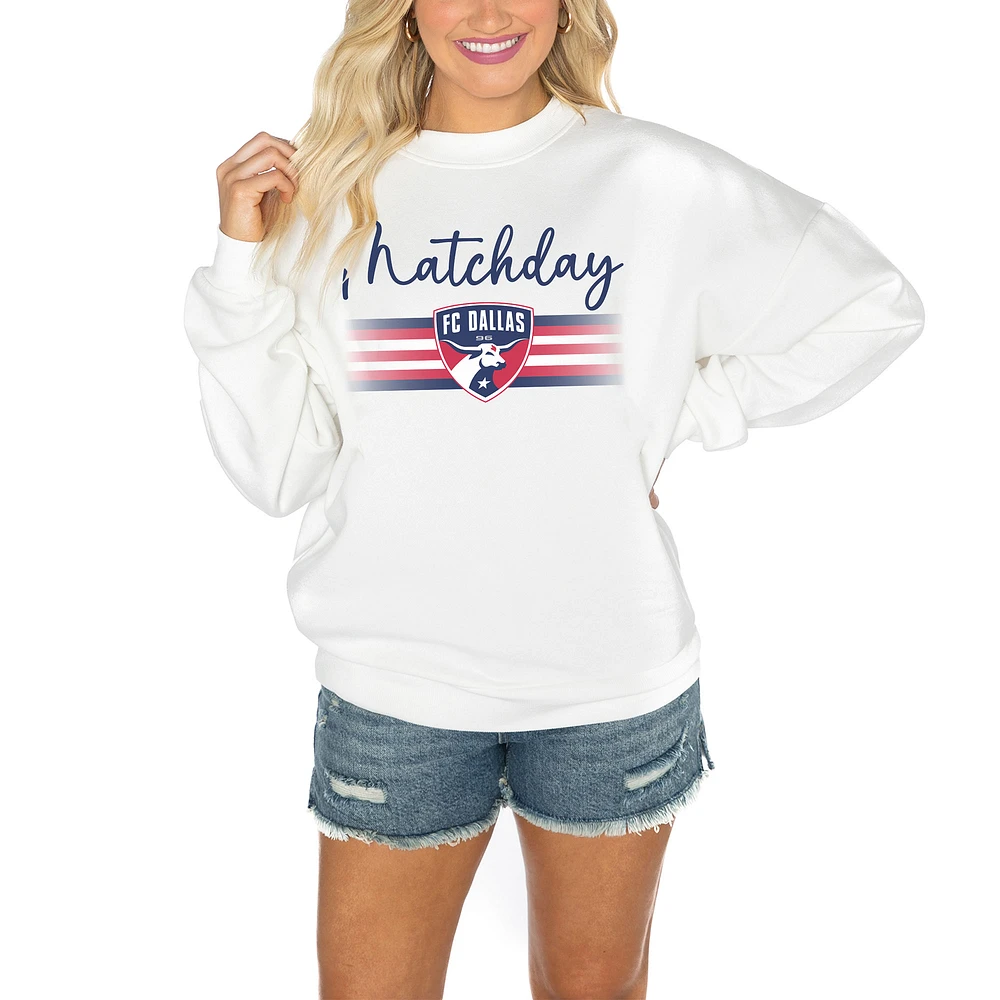 Women's Gameday Couture White FC Dallas Matchday Crewneck Drop Shoulder Sweatshirt