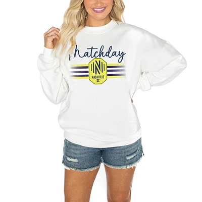 Women's Gameday Couture White Nashville SC Matchday Crewneck Drop Shoulder Sweatshirt