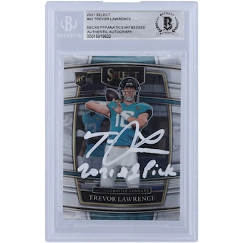 Trevor Lawrence Jacksonville Jaguars Autographed 2021 Panini Select Concourse White Ink #43 Beckett Fanatics Witnessed Authenticated Rookie Card with "2021 #1 Pick" Inscription