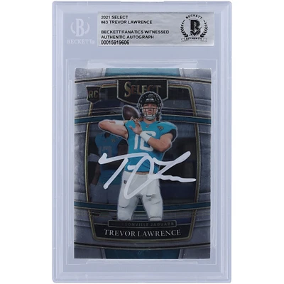 Trevor Lawrence Jacksonville Jaguars Autographed 2021 Panini Select Concourse White Ink #43 Beckett Fanatics Witnessed Authenticated Rookie Card
