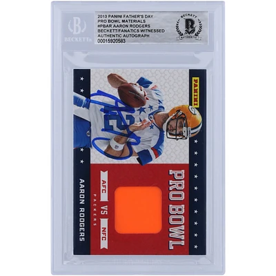 Aaron Rodgers Green Bay Packers Autographed 2013 Panini Father's Day Pro Bowl Relic #PBAR Beckett Fanatics Witnessed Authenticated Card