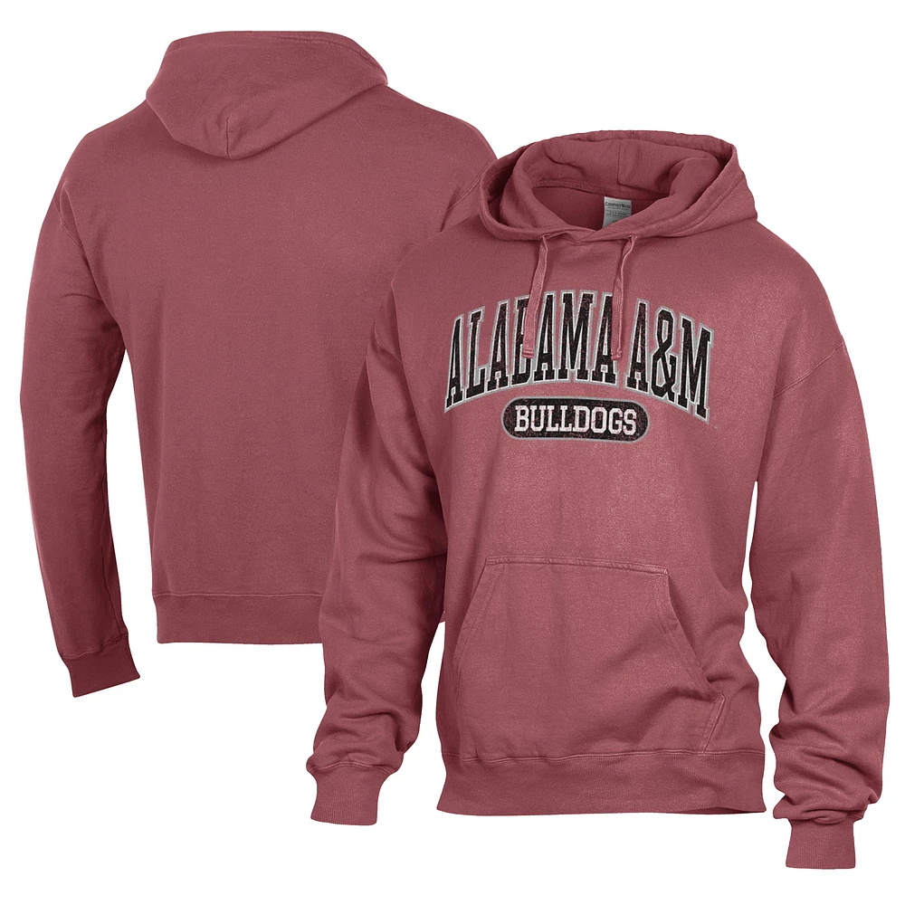 Men's Comfort Wash Maroon Alabama A&M Bulldogs Lightweight Fleece Pullover Hoodie