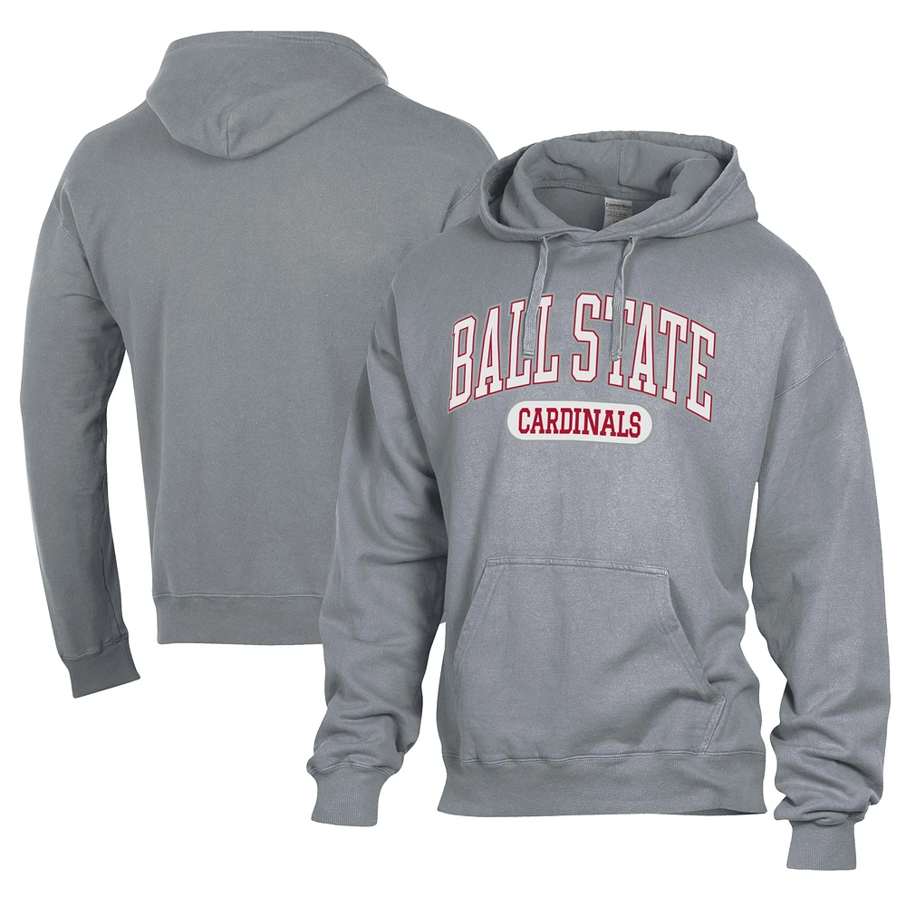 Men's Comfort Wash Ball State Cardinals Lightweight Fleece Pullover Hoodie