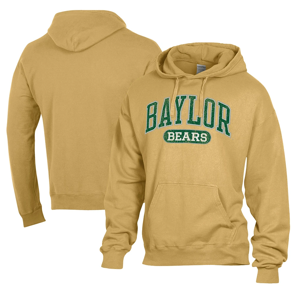 Men's Comfort Wash Gold Baylor Bears Lightweight Fleece Pullover Hoodie