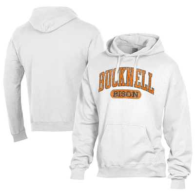 Men's Comfort Wash White Bucknell Bison Lightweight Fleece Pullover Hoodie