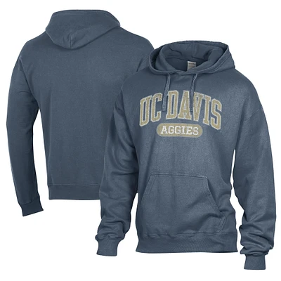 Men's Comfort Wash Navy UC Davis Aggies Lightweight Fleece Pullover Hoodie