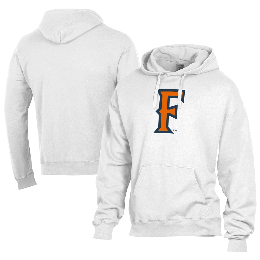 Men's Comfort Wash White Cal State Fullerton Titans Lightweight Fleece Pullover Hoodie