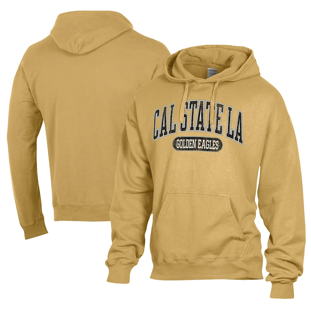 Men's Comfort Wash Gold Cal State L.A. Golden Eagles Lightweight Fleece Pullover Hoodie