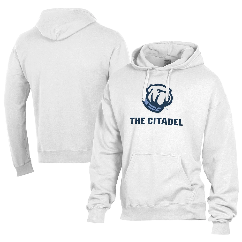 Men's Comfort Wash White Citadel Bulldogs Lightweight Fleece Pullover Hoodie
