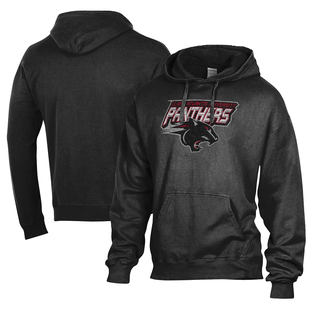 Men's Comfort Wash Black Clark Atlanta University Panthers Lightweight Fleece Pullover Hoodie