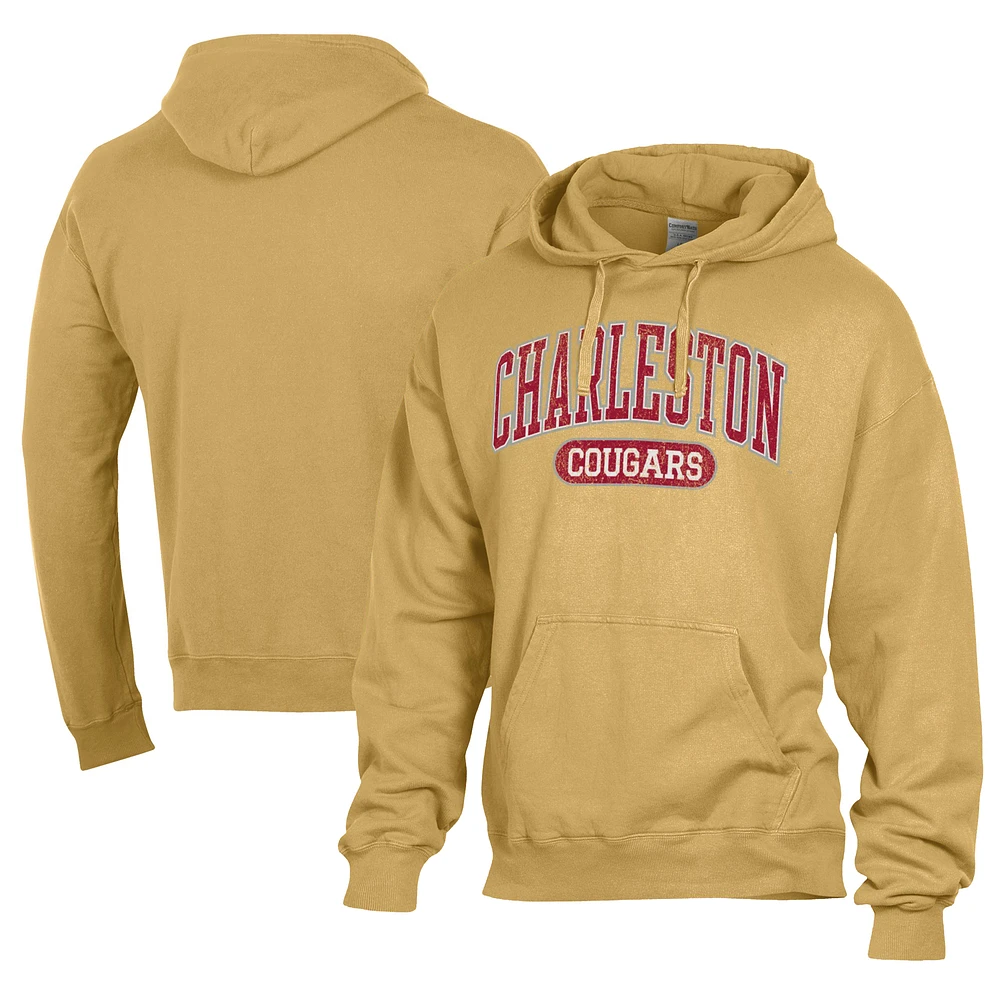 Men's Comfort Wash Gold Charleston Cougars Lightweight Fleece Pullover Hoodie