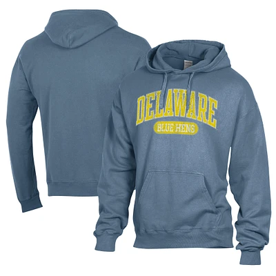 Men's Comfort Wash Blue Delaware Fightin' Hens Lightweight Fleece Pullover Hoodie
