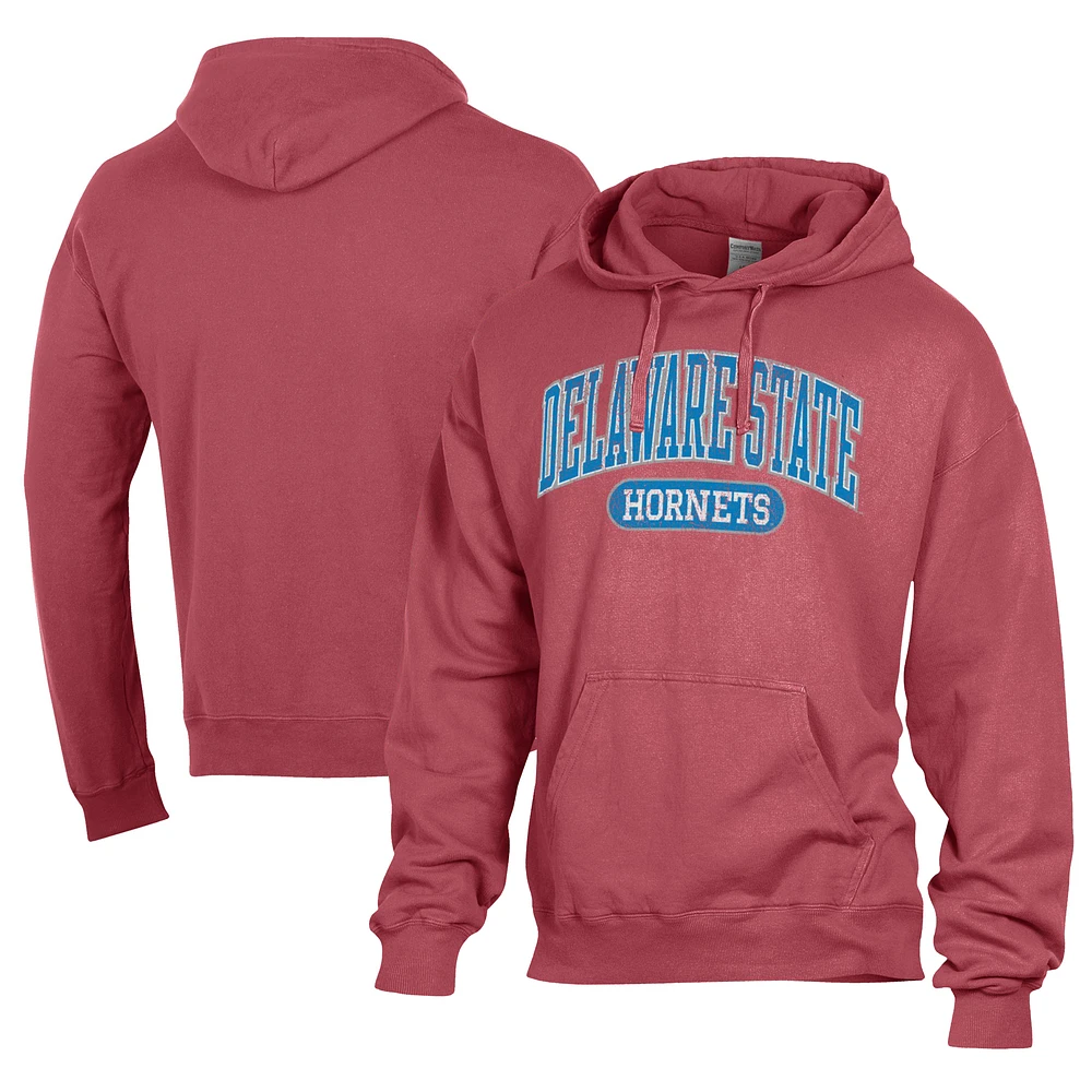 Men's Comfort Wash Delaware State Hornets Lightweight Fleece Pullover Hoodie