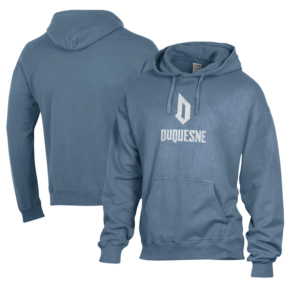 Men's Comfort Wash Blue Duquesne Dukes Lightweight Fleece Pullover Hoodie
