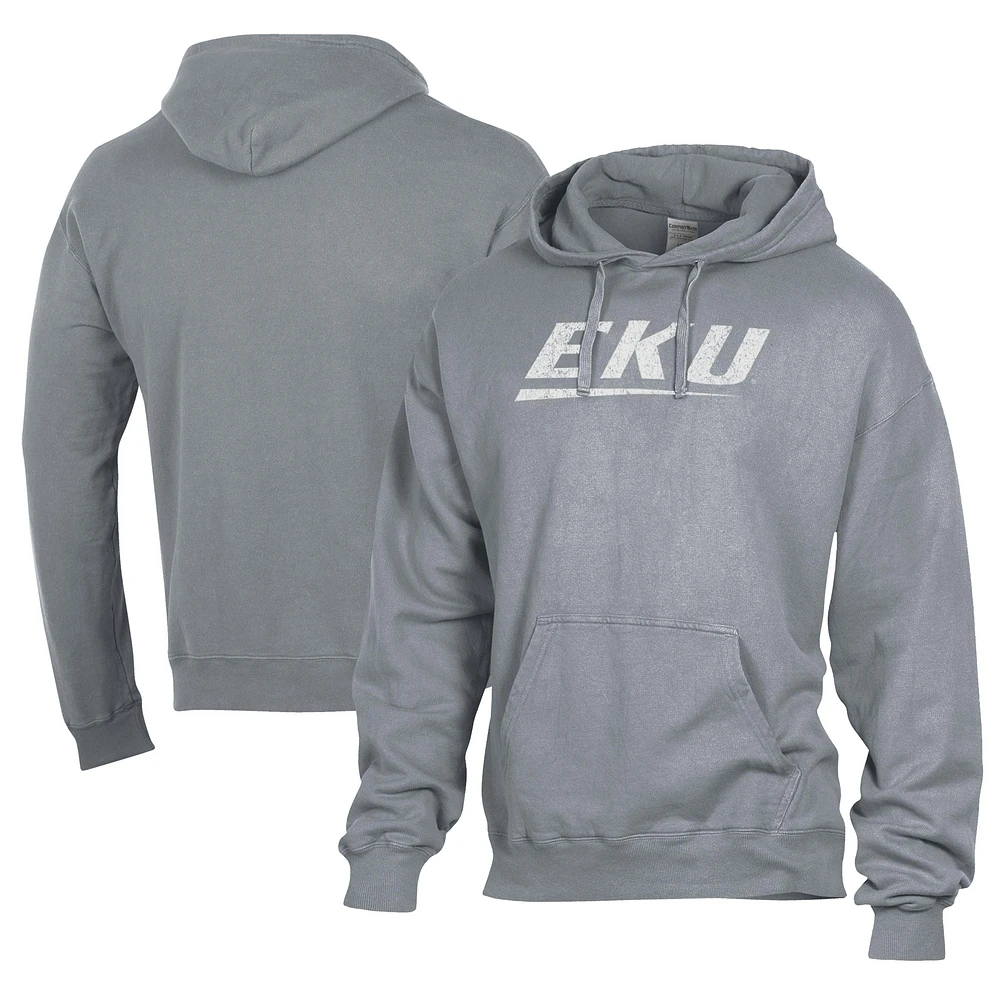 Men's Comfort Wash Gray Eastern Kentucky Colonels Lightweight Fleece Pullover Hoodie