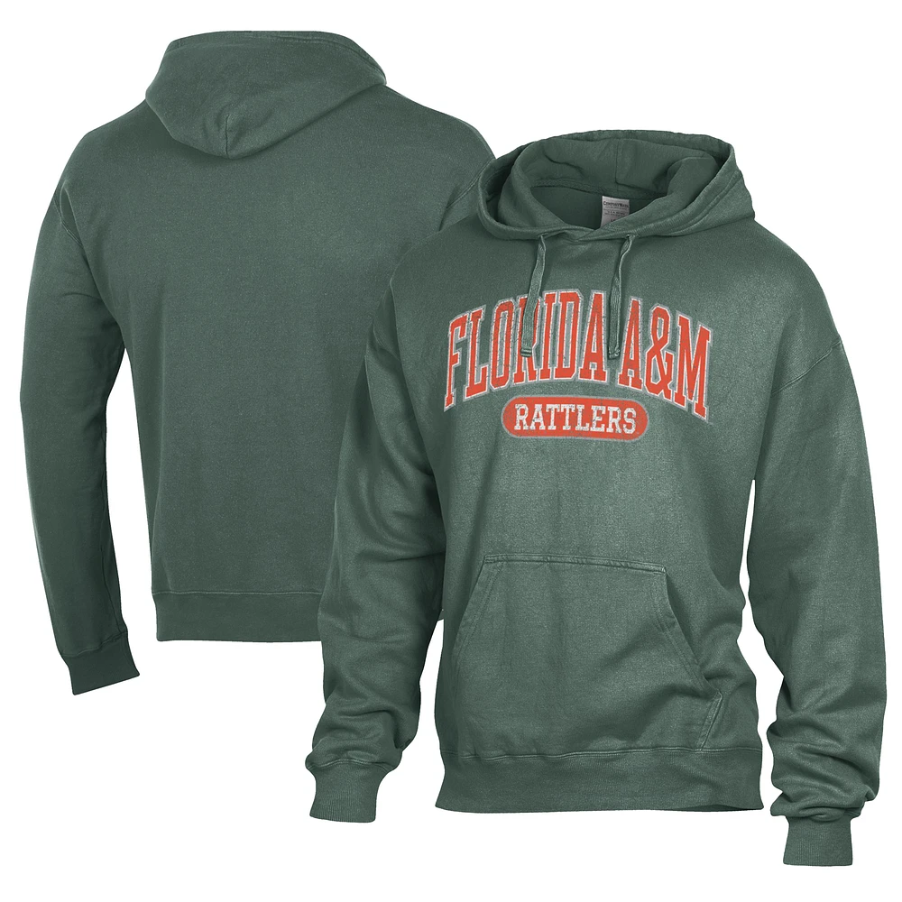 Men's Comfort Wash Green Florida A&M Rattlers Lightweight Fleece Pullover Hoodie